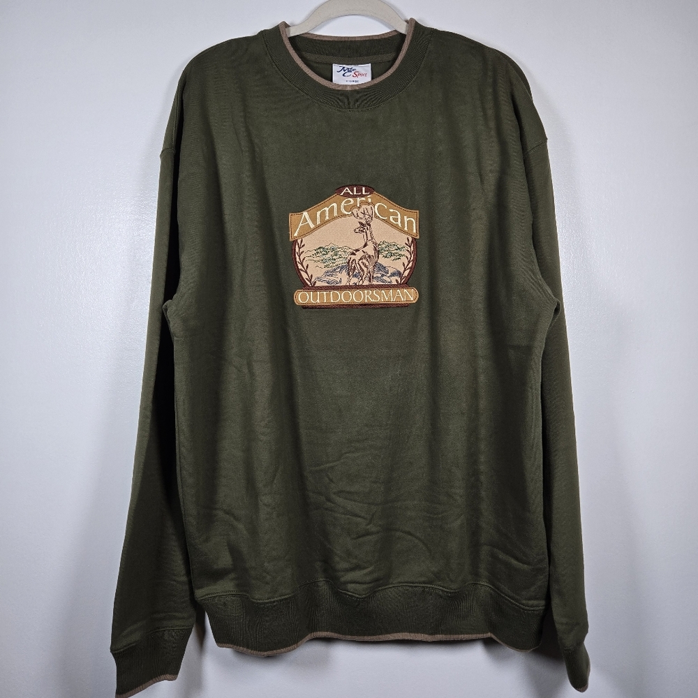 Vintage M&C Sport All American Outdoorsman Olive Green Crew Neck Sweatshirt XL